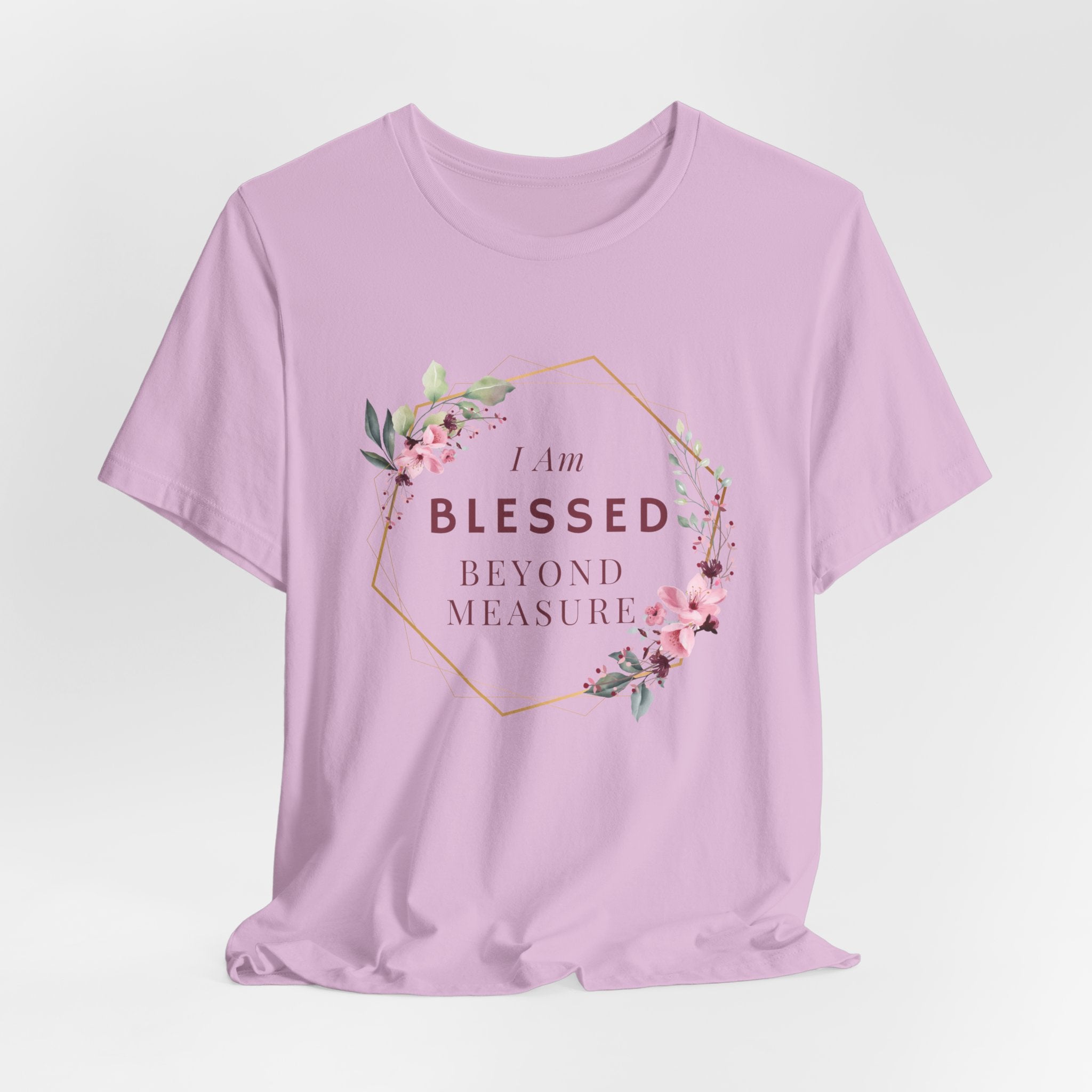 I am Blessed Beyond Measure Faith Inspired Christian T Shirt with Flower Graphics Ideal Christian Gift Ideas for Women.