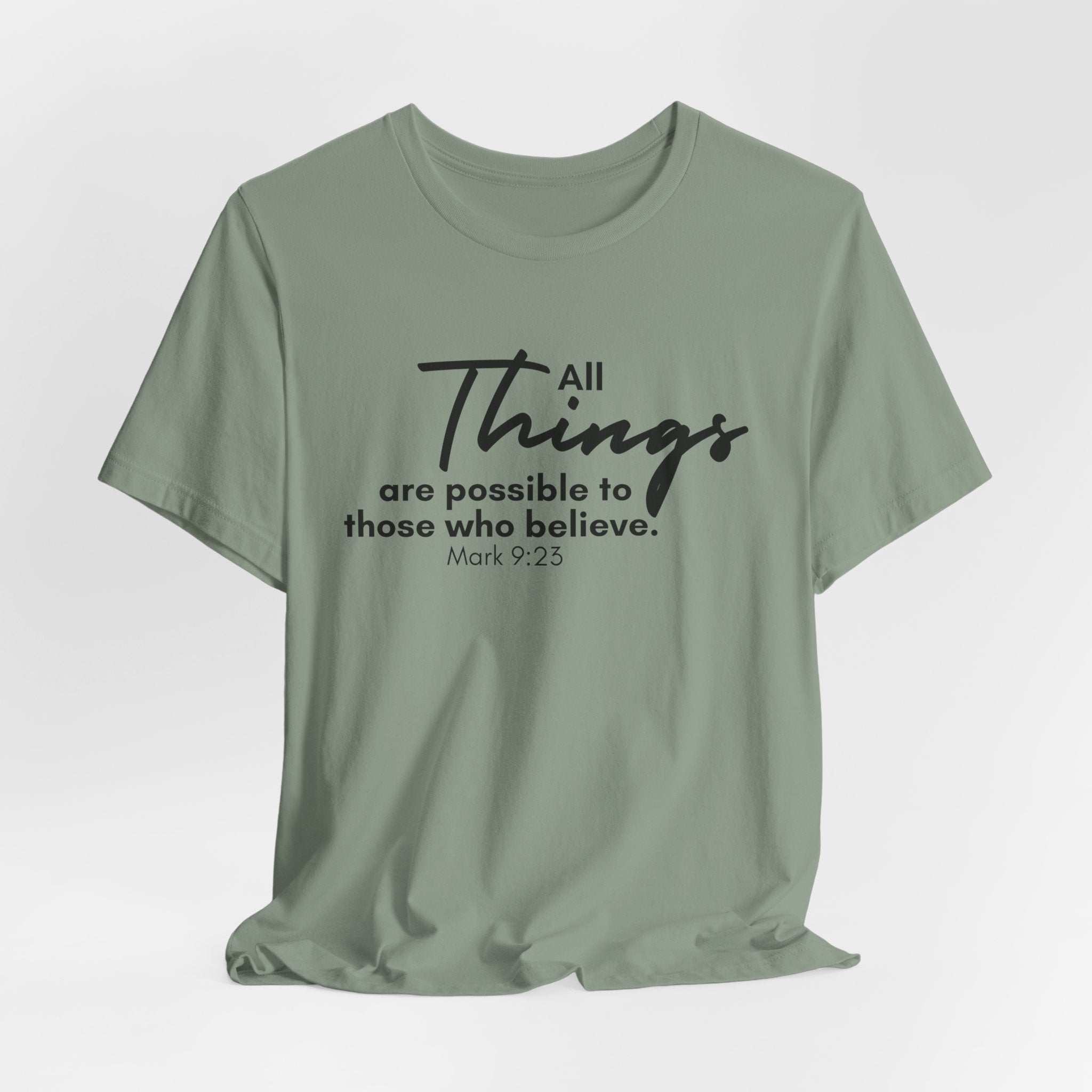 All things are Possible Jesus-inspired Christian T-Shirt with Bible Verse