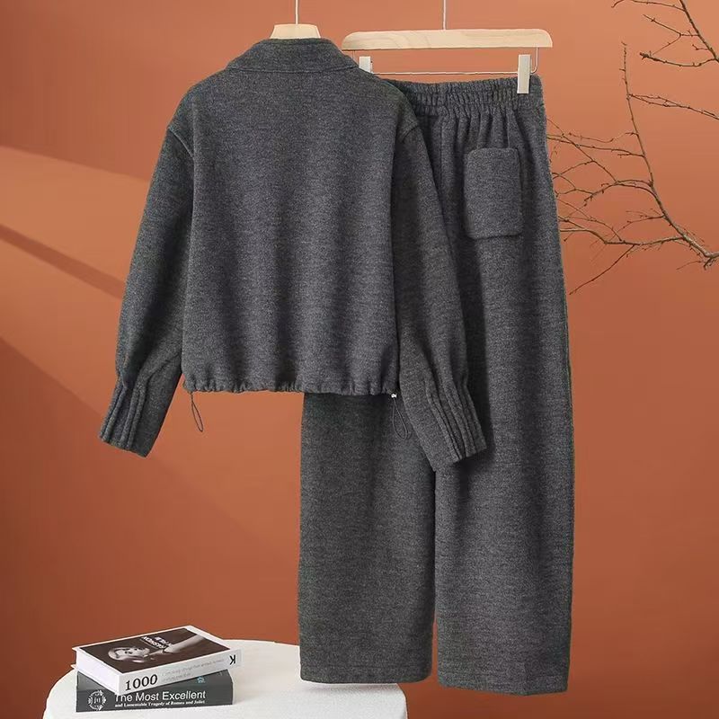 New sports hoodie wide leg pants two-piece set