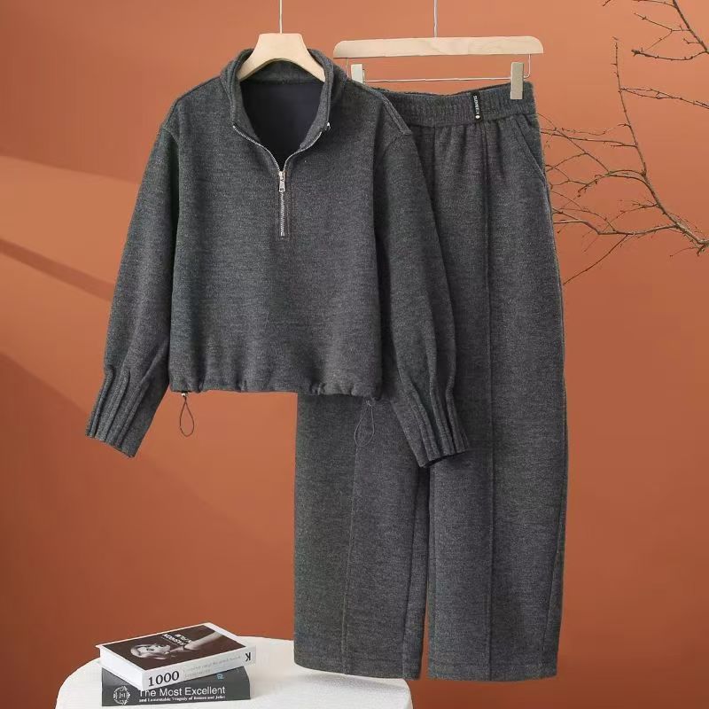 New sports hoodie wide leg pants two-piece set