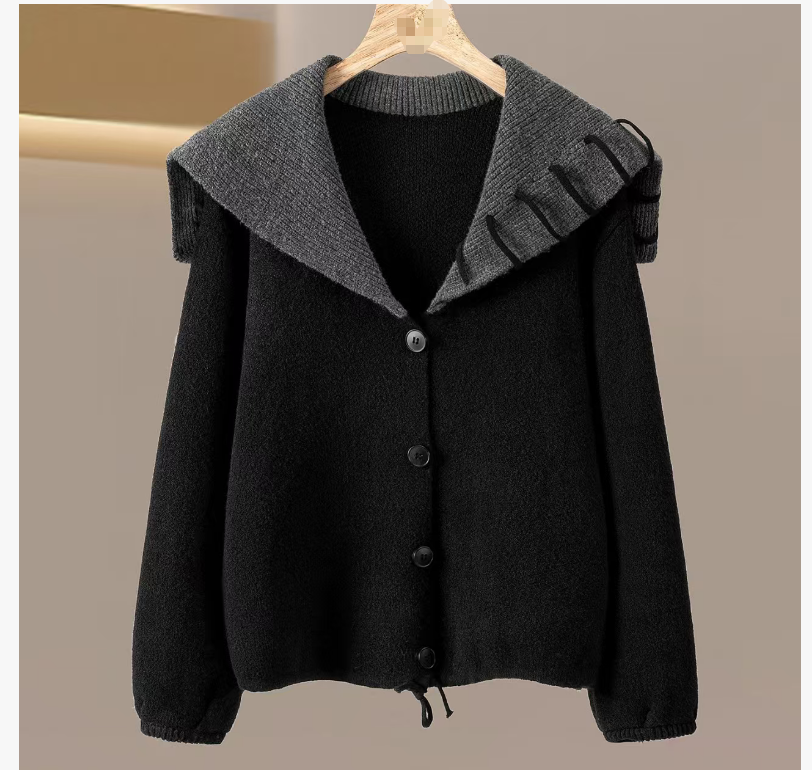 Color blocked single breasted cardigan top