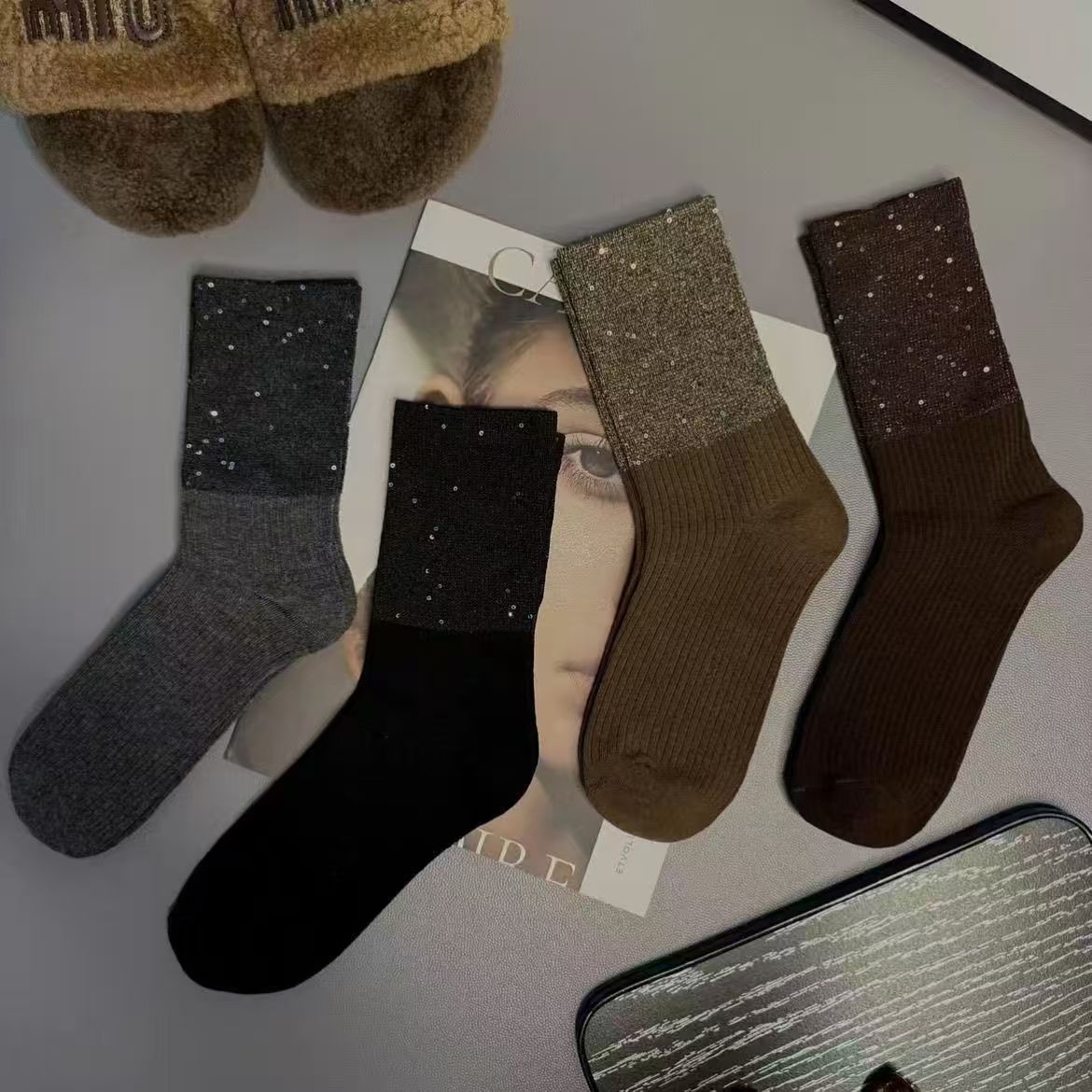 Mixed color long socks