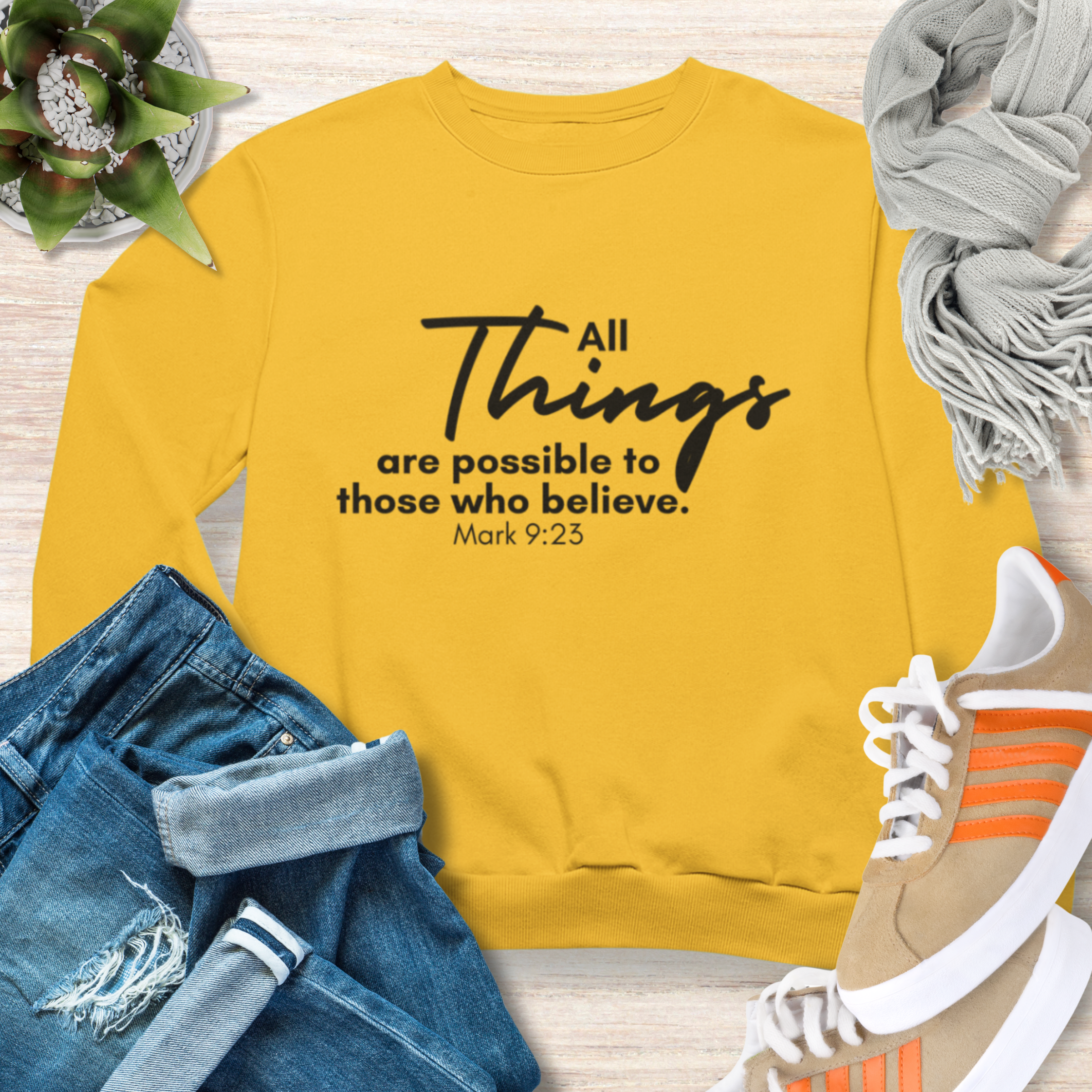 All Things are Possible Sweatshirt Christian Sweatshirt with Bible Verse